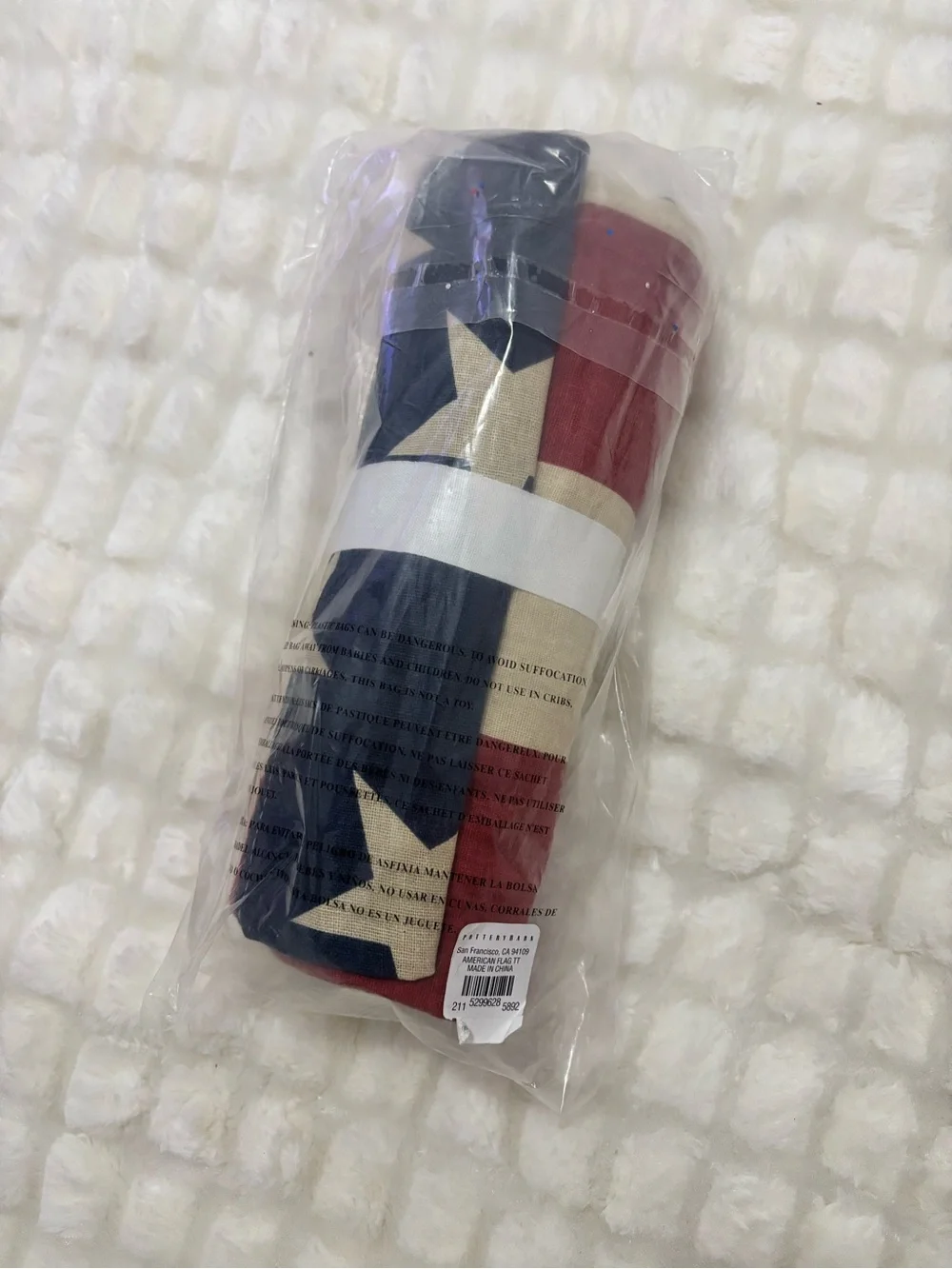 Pottery Barn American Stars Table Throw NEW 50X50 Patriotic Americana